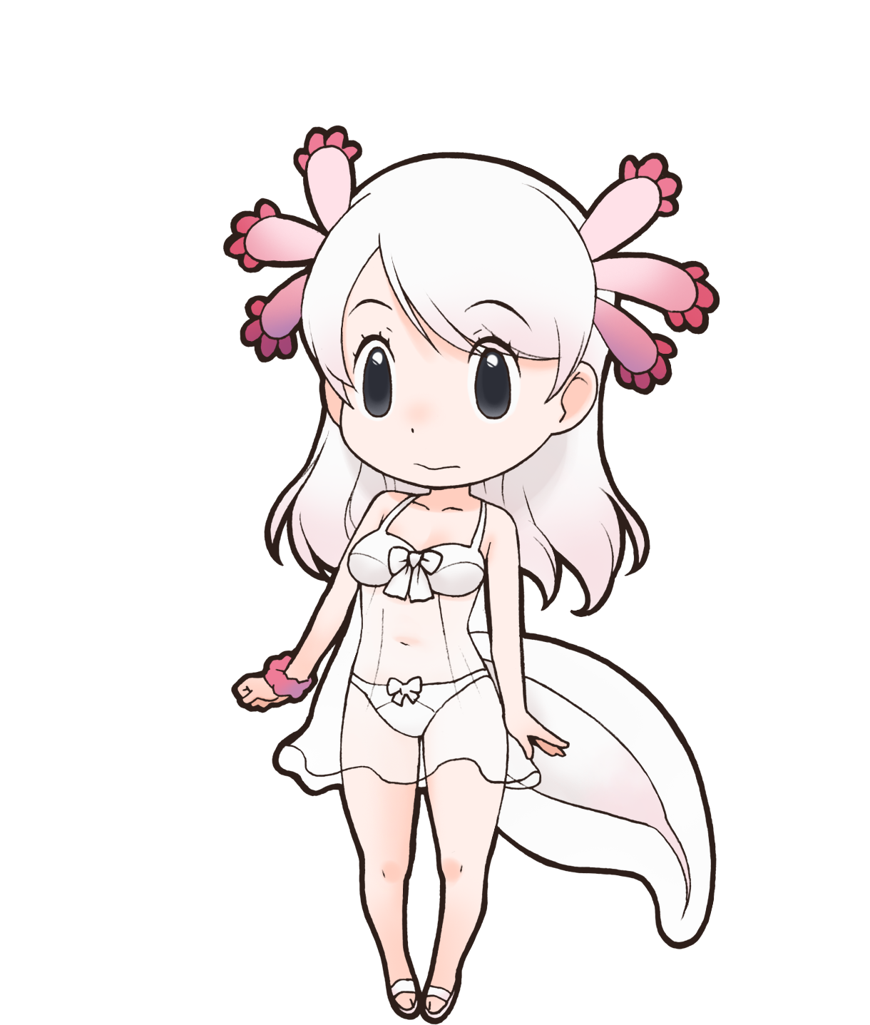 1girl animal_costume animal_ear_fluff animal_ears highres kemono_friends looking_at_viewer mexico_salamander_(kemono_friends) official_art solo standing tachi-e tail transparent_background yoshizaki_mine