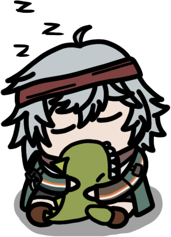 1girl bandana chibi closed_eyes commentary english_commentary full_body g11_(girls&#039;_frontline) girls&#039;_frontline girls&#039;_frontline_2:_exilium green_jacket grey_hair hair_between_eyes haocrow hugging_doll hugging_object jacket long_sleeves lowres mechty_(girls&#039;_frontline_2) mr._pizza_(girls&#039;_frontline_2) red_bandana shadow simple_background sitting solo stuffed_dinosaur transparent_background zzz