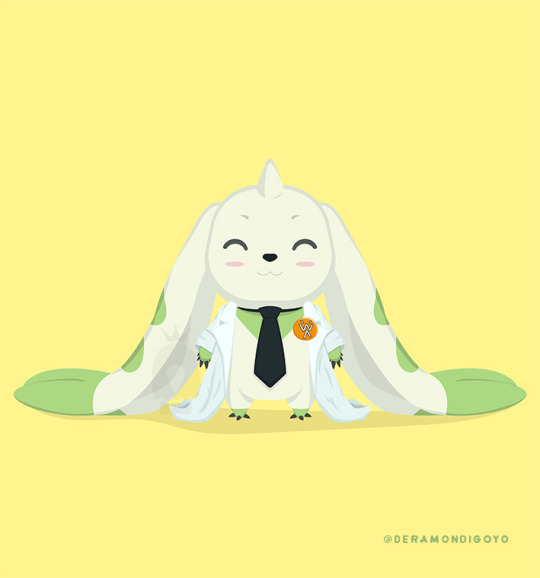 coat digimon digimon_(creature) happy necktie smile solo terriermon_assistant