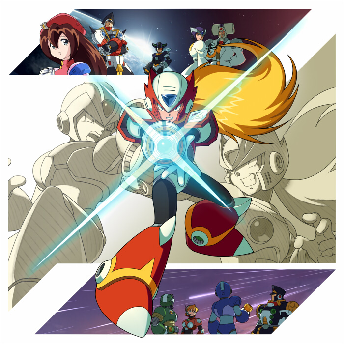 2girls aiming aiming_at_viewer alia_(mega_man) android arm_cannon armor arms_behind_back assault_visor back beard beret black_armor black_helmet blonde_hair blue_armor blue_eyes blue_hair blue_helmet breasts brown_hair chain chest_jewel clenched_teeth coat colonel_(mega_man) crossed_arms douglas_(mega_man) dress dynamo_(mega_man) energy_sword evil_grin evil_smile eyewear_on_head facial_hair forehead_jewel from_behind from_side full_body gate_(mega_man) gloves glowing green_armor green_eyes green_helmet grin hair_between_eyes half-closed_eyes hand_on_own_hip hat headset helmet high_collar holding holding_sword holding_weapon iris_(mega_man) isoc_(mega_man) jewelry joints lab_coat long_hair looking_at_another looking_at_viewer low-tied_long_hair male_focus mechanical_hands medium_breasts mega_man_(series) mega_man_x1 mega_man_x4 mega_man_x5 mega_man_x6 mega_man_x_(series) military military_hat military_uniform monochrome multicolored_dress multiple_boys multiple_girls mustache navigator necktie official_style peaked_cap ponytail purple_helmet red-tinted_eyewear red_armor red_hat red_helmet robot robot_ears robot_girl robot_joints short_hair shoulder_armor signas_(mega_man) simple_background sky smile standing star_(sky) starry_sky sword teeth tinted_eyewear upper_body upper_teeth_only very_long_hair weapon white_background white_coat white_gloves x_(mega_man) z_saber zero_(mega_man)