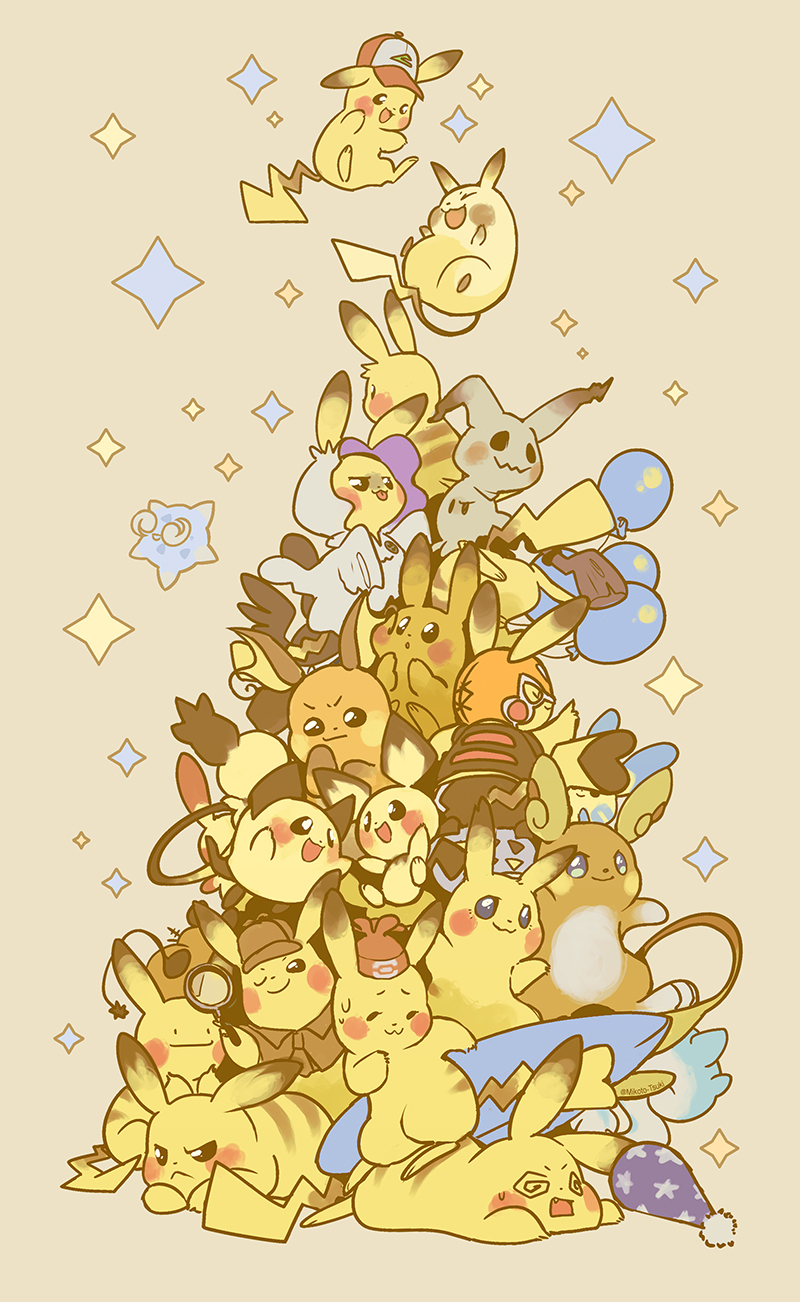 @_@ alolan_form alolan_raichu alternate_color annotated ash_ketchum ash_ketchum_(cosplay) balloon beta_pokemon blush_stickers brown_headwear clothed_pokemon cosplay cosplay_pikachu dedenne detective_pikachu_(character) detective_pikachu_(game) detective_pikachu_(series) ditto flying_pikachu frown gen_1_pokemon gen_2_pokemon gen_4_pokemon gen_6_pokemon gen_7_pokemon hat highres holding holding_magnifying_glass magnifying_glass michael_(pokemon) mikoto-tsuki mimikyu minior minior_(blue_core) minior_(core) nintendo no_humans pachirisu pichu pichu_(beta) pikachu pikachu_libre pokemon pokemon_(anime) pokemon_(classic_anime) pokemon_(creature) pokemon_gsc pokemon_gsc_(prototype) pokemon_move pokemon_sm prototype_design raichu red_headwear selene_(pokemon) selene_(pokemon)_(cosplay) shiny_and_normal shiny_pokemon sparkle sparky_(pokemon) spiky-eared_pichu surfboard surfing surfing_pikachu too_many too_many_pikachu trait_connection transform_(pokemon) transformed_ditto