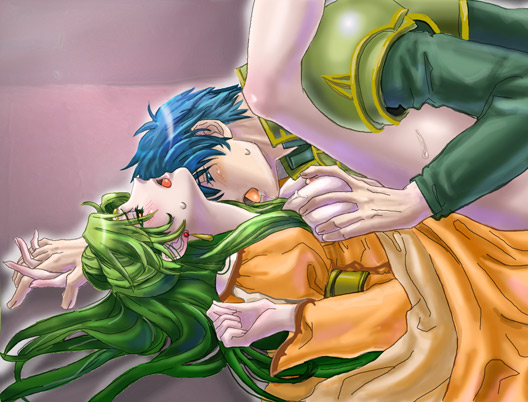 aozora_kyuuji blue_hair clothed_sex elincia_ridell_crimea fire_emblem fire_emblem:_path_of_radiance fire_emblem:_radiant_dawn geoffrey_(fire_emblem) green_hair nintendo