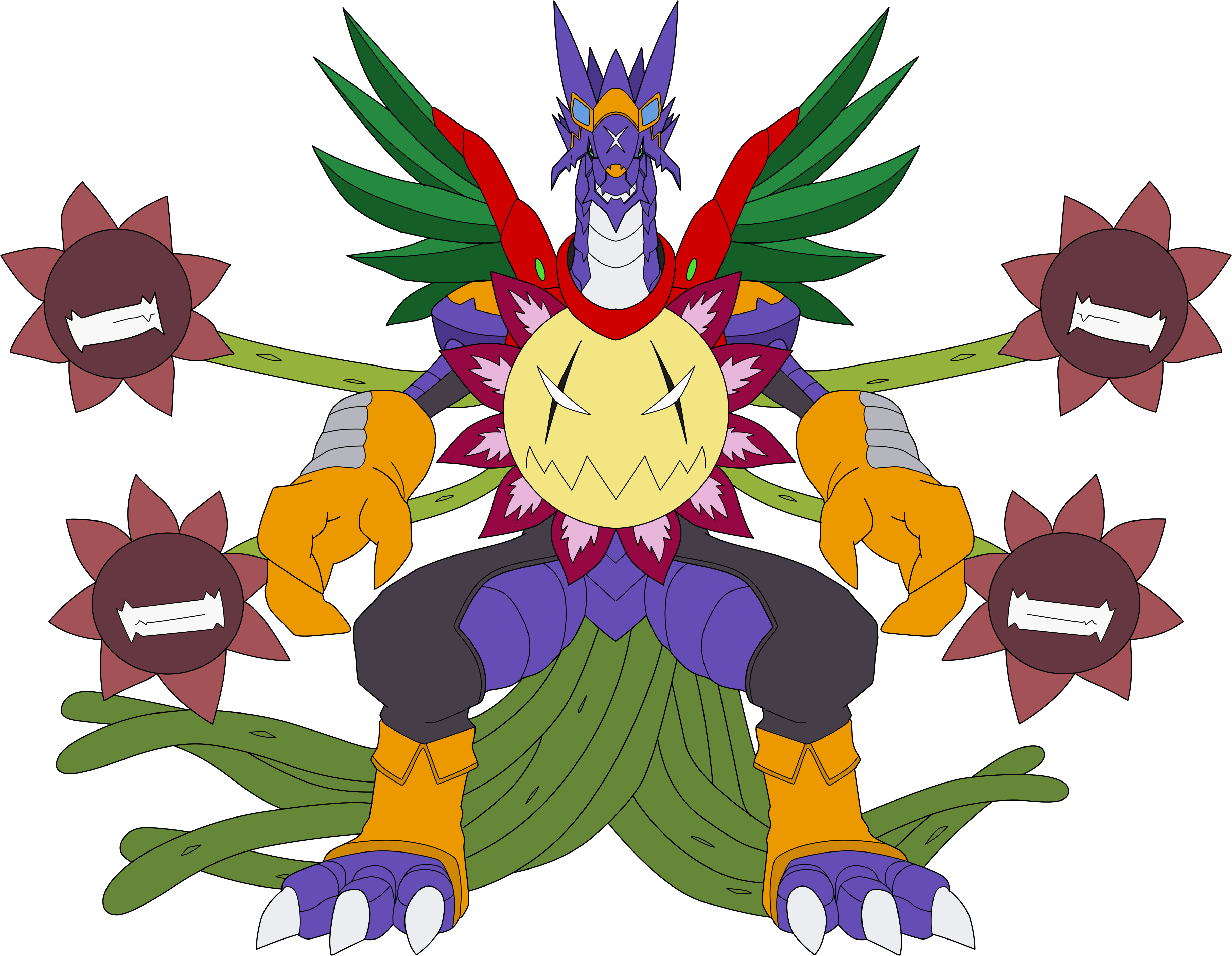 absurdres arresterdramon blossomon claws digimon digimon_(creature) digimon_xros_wars digimon_xros_wars:_toki_wo_kakeru_shounen_hunter-tachi dragon fusion highres solo transparent_background xros_up_arresterdramon_(blossomon)