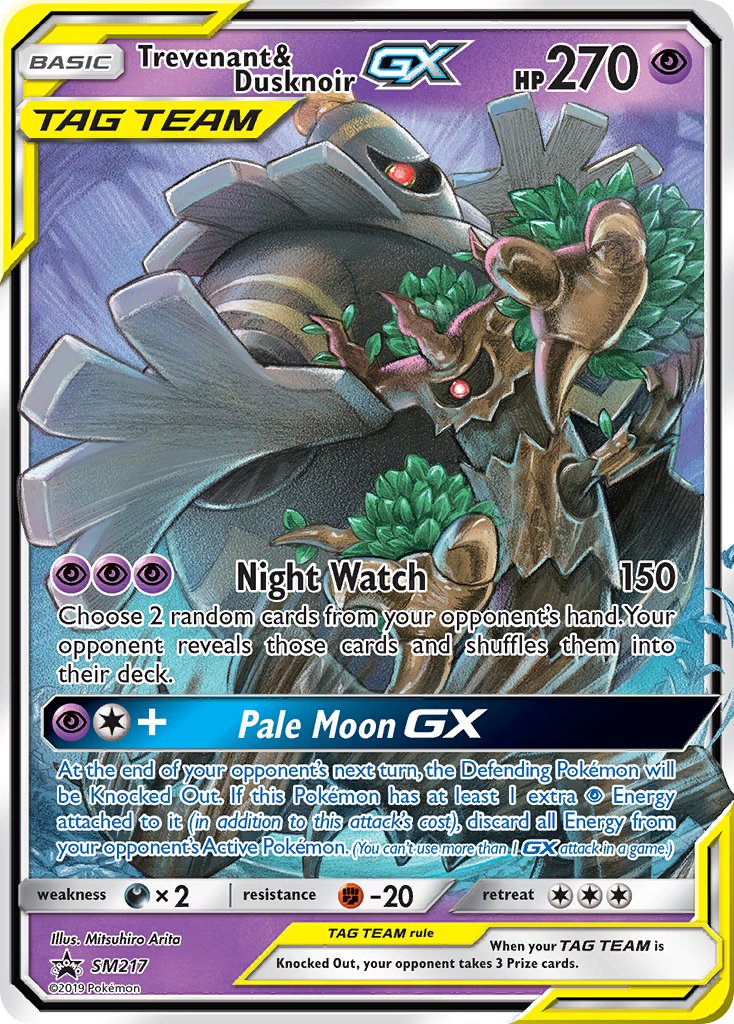 arita_mitsuhiro artist_name black_sclera character_name colored_sclera company_name copyright_name copyright_notice dusknoir english_text gen_4_pokemon gen_6_pokemon nintendo no_humans official_art one-eyed pokemon pokemon_(creature) pokemon_card pokemon_focus pokemon_tcg red_eyes third-party_source trading_card trevenant