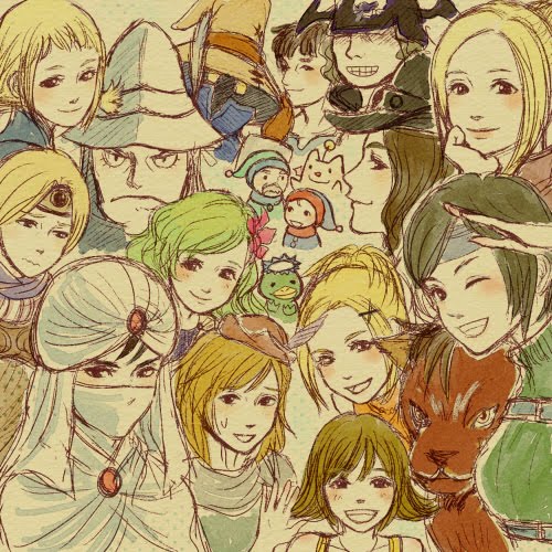 00s 1980s_(style) 1990s_(style) 6+boys 6+girls adelbert_steiner aged_down alternate_costume biggs_(ff6) child cocura dissidia_final_fantasy edward_chris_von_muir everyone final_fantasy final_fantasy_ii final_fantasy_iv final_fantasy_ix final_fantasy_v final_fantasy_vi final_fantasy_vii final_fantasy_viii final_fantasy_x final_fantasy_xii flipped_hair frown galuf_halm_baldesion geomancer geomancer_(final_fantasy) gordon_(ff2) grin guy_(ff2) hair_ornament hairclip hat irvine_kinneas kappa krile_mayer_baldesion_(ff5) lowres minwu moogle multiple_boys multiple_girls oldschool one_eye_closed open_mouth penelo quistis_trepe red_xiii retro_artstyle rikku_(ff10) rydia_(adult)_(ff4) rydia_(ff4) salute selphie_tilmitt sketch smile sweatdrop turban vivi_ornitier wedge_(ff6) wink x_hair_ornament yuffie_kisaragi