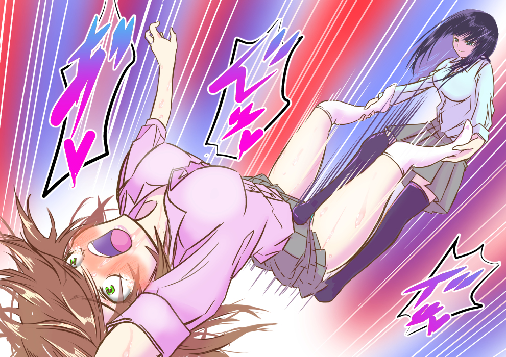 2girls artist_request catfight multiple_girls original ryona tagme wrestling yuri