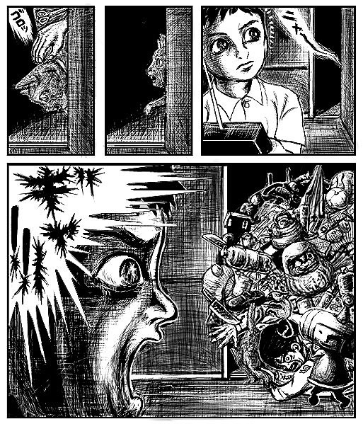 1boy 911_(1113) comic greyscale katamari_damacy monochrome parody style_parody the_prince what