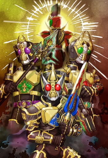 4boys armor gold_armor kamen_rider kamen_rider_blade kamen_rider_chalice kamen_rider_garren kamen_rider_leangle male_focus md5_mismatch multiple_boys resolution_mismatch source_larger