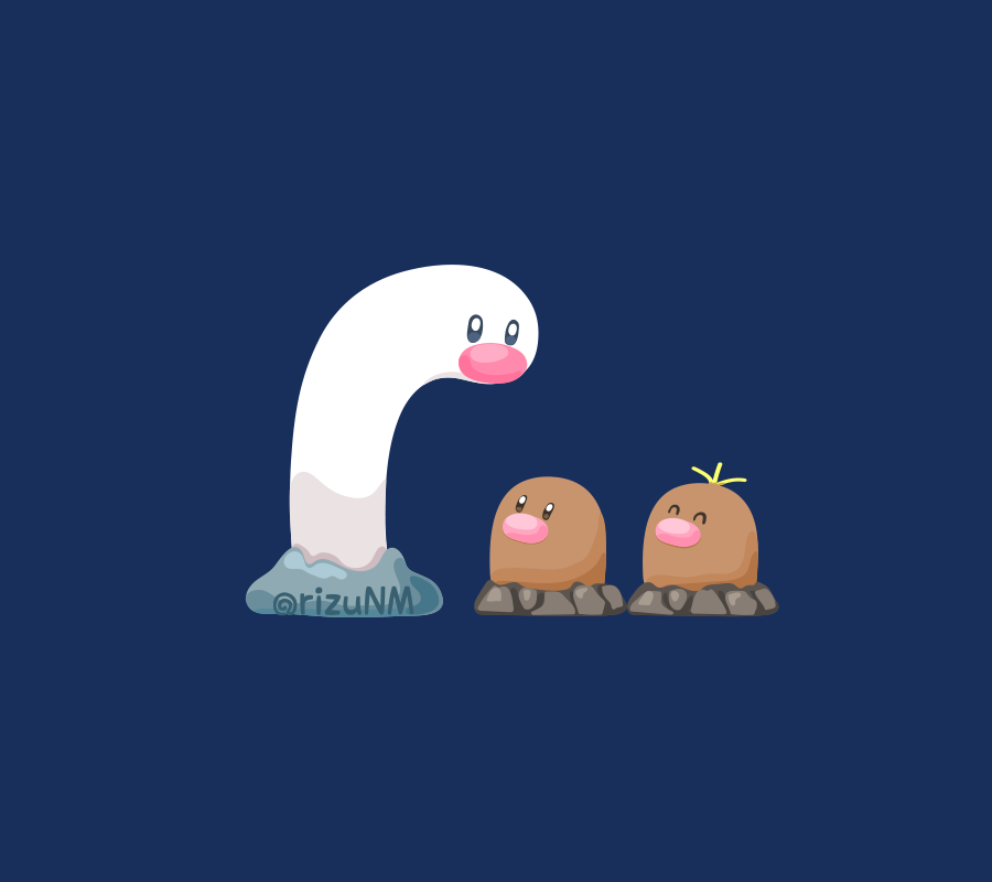 alolan_diglett alolan_form animal_focus blonde_hair blue_background closed_eyes commentary_request diglett dirt game_freak gen_1_pokemon gen_7_pokemon nintendo no_humans pokemon pokemon_(creature) pokemon_focus rizu_(rizunm) simple_background twitter_username wiglett