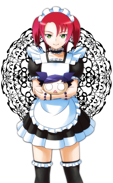 00s bm03 chibi green_eyes juliet_nao_zhang maid maid_headdress my-hime my-otome nina_wang red_hair solo yuuki_nao