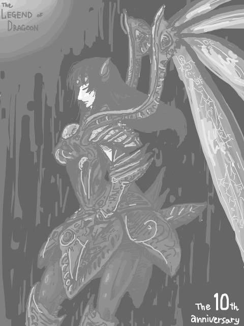 1girl armor artist_request female_focus game_console headband long_hair rose_(dragoon) serious solo sword the_legend_of_dragoon weapon wings