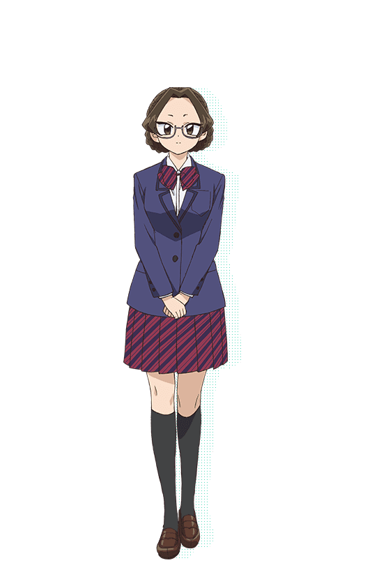 1girl black_socks blue_jacket bow bowtie braid brown_eyes brown_hair brown_shoes closed_mouth collared_shirt diagonal-striped_bow diagonal-striped_bowtie diagonal-striped_clothes diagonal-striped_skirt drop_shadow full_body glasses itan_private_high_school_uniform jacket katou_mikuni kneehighs komi-san_wa_komyushou_desu loafers long_sleeves looking_at_viewer miniskirt nakajima_atsuko official_art pleated_skirt red_bow red_bowtie red_skirt round_eyewear school_uniform semi-rimless_eyewear shirt shoes skirt socks solo standing striped_clothes transparent_background under-rim_eyewear v_arms white_shirt