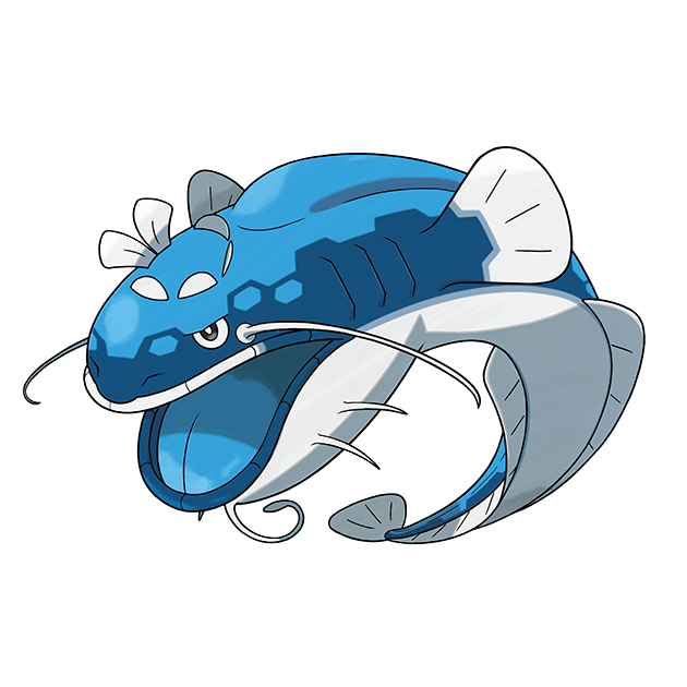 animal_focus artist_request blue_tongue bright_pupils colored_tongue dondozo fish full_body lips nintendo no_humans nostrils official_art open_mouth outline pokemon pokemon_(creature) pokemon_focus pokemon_sv solo third-party_source transparent_background white_outline white_pupils