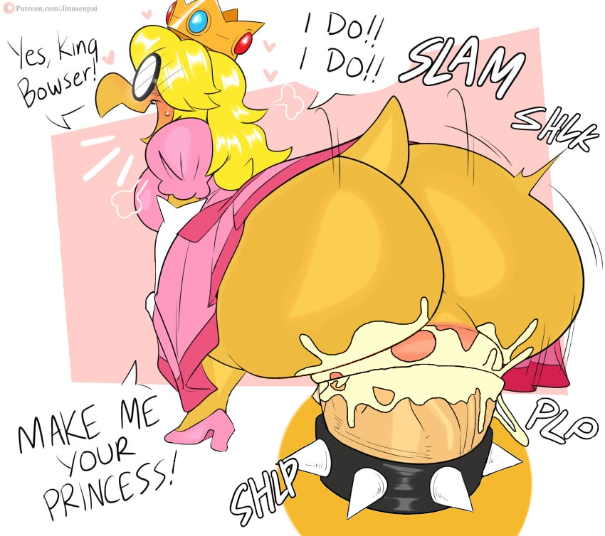 1boy 1girl anal bowser cosplay cum cum_in_ass english_text hetero jinu_(jinusenpai) kamek koopa mario_(series) new_super_mario_bros._wii nintendo princess_peach princess_peach_(cosplay) spiked_cock_ring third-party_edit variant_set