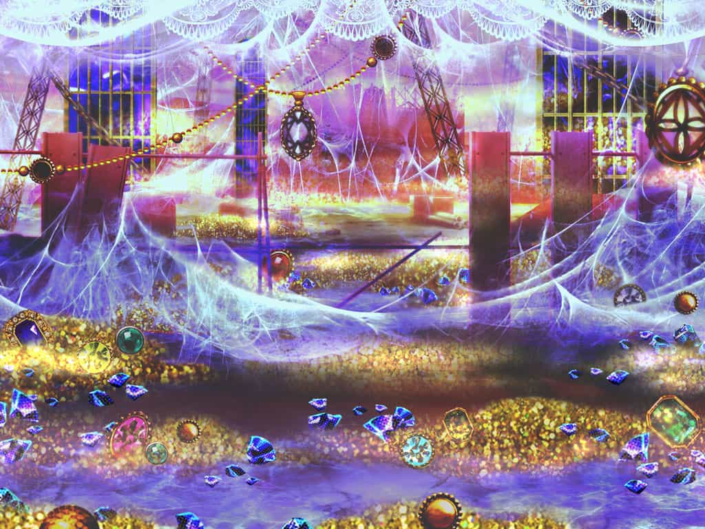 artist_request bulldozer cloud construction curtains dirt fence game_cg gem gold magia_record:_mahou_shoujo_madoka_magica_gaiden mahou_shoujo_madoka_magica mountainous_horizon no_humans official_art orange_sky outdoors road scenery shadow silk sky spider_web street sun sunlight unused_tire witch&#039;s_labyrinth
