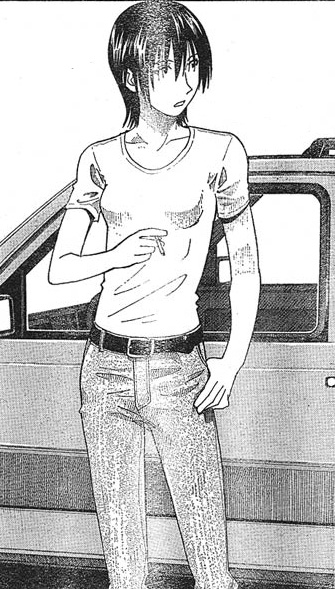 1girl androgynous azuma_kiyohiko car cigarette female_focus fiat_panda greyscale monochrome motor_vehicle non-web_source reverse_trap short_hair smoking solo tomboy torako_(yotsubato!) yotsubato!