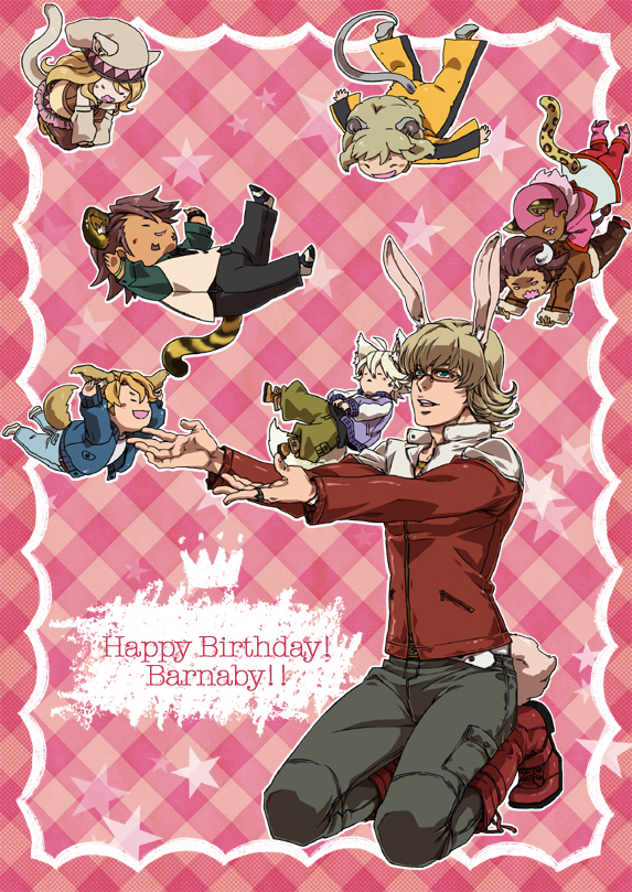 10s 2girls 6+boys animal_ears antonio_lopez barnaby_brooks_jr. rabbit_ears rabbit_tail cat_ears cat_tail chibi dog_ears dog_tail falling fox_ears fox_tail huang_pao-lin ivan_karelin kaburagi_t._kotetsu karina_lyle keith_goodman kemonomimi_mode leopard_ears leopard_tail mouse_ears mouse_tail multiple_boys multiple_girls nathan_seymour ouka_ac tail tiger_&amp;_bunny tiger_ears tiger_tail