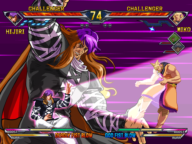4boys bad_id bad_nicoseiga_id battle beam cape command_input dress fake_screenshot fighting_game gradient_hair health_bar hijiri_byakuren hokuto_no_ken hokuto_no_ken:_shinpan_no_sousousei_kengou_retsuden hokuto_ujou_hagan_ken ika-bi ikami_(rockhardridefree) juda long_hair long_sleeves male_focus manly mononobe_no_futo multicolored_hair multiple_boys muscular short_hair sleeveless soga_no_tojiko toki_(hokuto_no_ken) touhou toyosatomimi_no_miko upper_body white_dress yuda_(hokuto_no_ken)