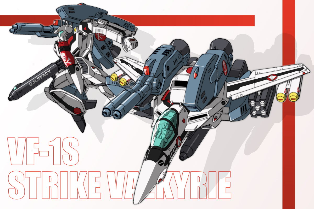 1boy barrel battroid beam_cannon cannon character_name commentary_request energy_cannon energy_gun fujiwara_yuuzou gunpod henshin ichijou_hikaru jolly_roger machinery macross macross:_do_you_remember_love? mecha mecha_focus missile missile_pod no_humans pilot robot roundel science_fiction shadow shoulder_cannon spoilers thrusters transformation u.n._spacy variable_fighter vernier_thrusters vf-1 vf-1_strike vf-1s weapon