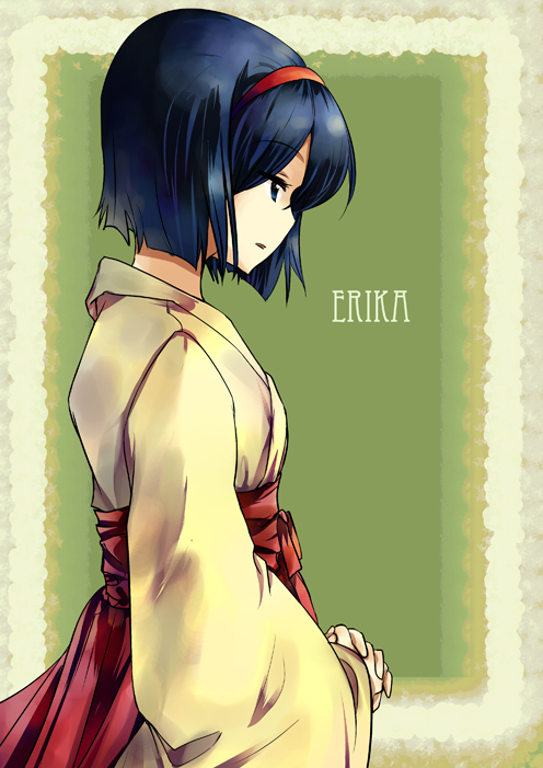 00s 1girl blue_eyes character_name erika_(pokemon) female_focus gym_leader japanese_clothes kimono nintendo pokemon pokemon_frlg solo tachiuo_(arines)