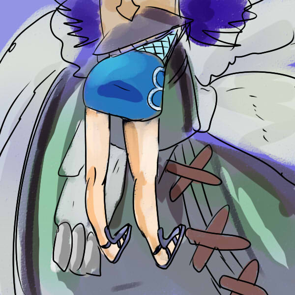 1boy 1girl coat head_out_of_frame legs lower_body nami_(one_piece) one_piece purple_hair skirt vore wapol