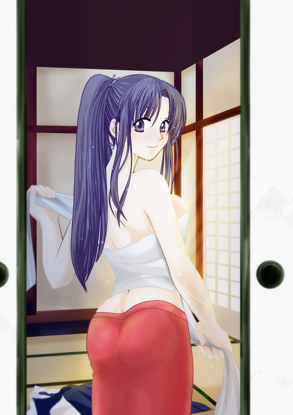 1girl female_focus highres kamiya_kaoru long_hair rurouni_kenshin sarashi sayaka_(artist) solo