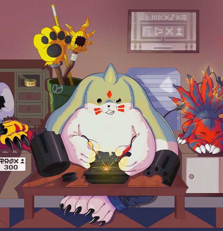 angemon claws closed_eyes digimoji digimon digimon_(creature) digitamamon elecmon electricity galgomon gloves holy_ring jijimon tail teeth wizarmon