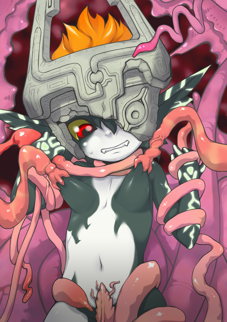 1girl breast_sucking breasts female_focus j7w midna nintendo nude small_breasts solo tentacles the_legend_of_zelda the_legend_of_zelda:_twilight_princess