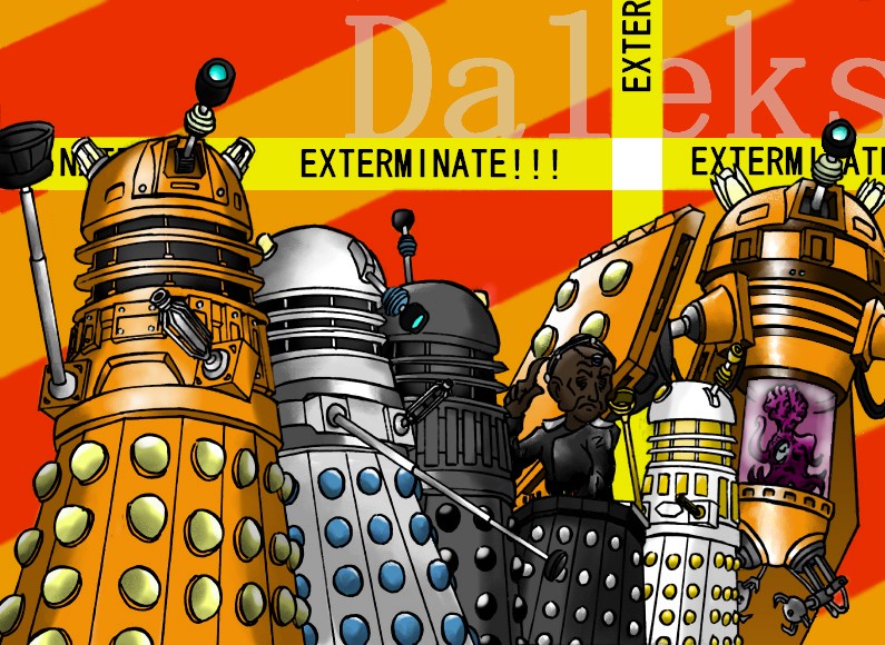 bad_id bad_pixiv_id caution_tape dalek dalek_caan dalek_emperor dalek_jast dalek_sec dalek_thay davros_(doctor_who) doctor_who ga_rune_pose galaxy_angel_rune no_humans non-humanoid_robot parody robot shumokugame