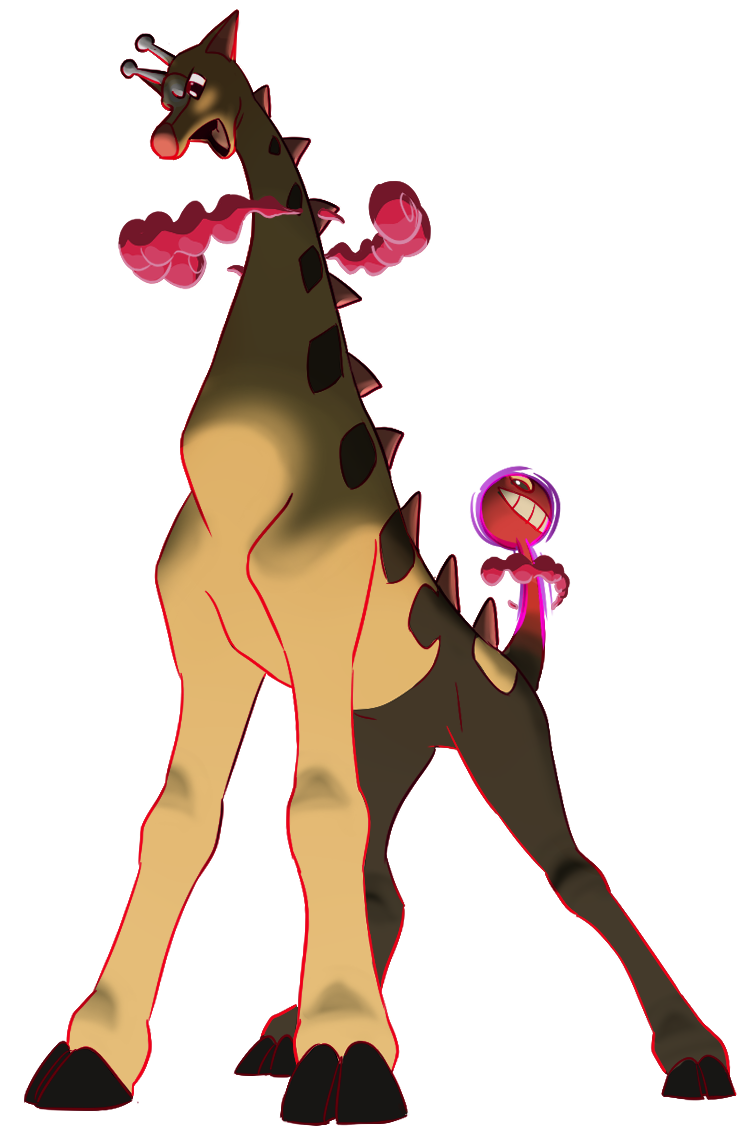 abbystabby commentary creature dynamax english_commentary full_body gen_2_pokemon gigantamax gigantamax_(other) girafarig nintendo no_humans pokemon pokemon_(creature) solo