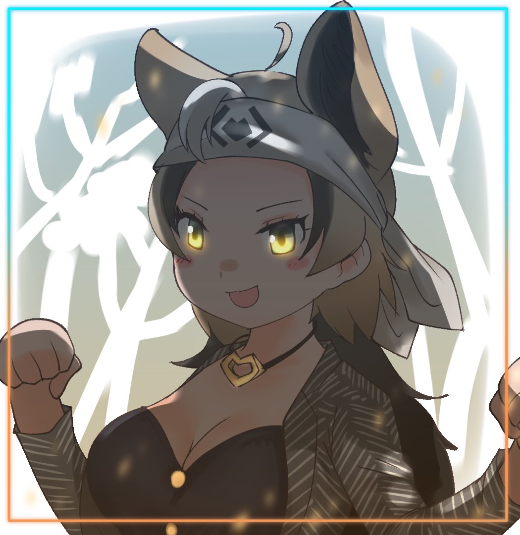 animal_ears cats_yone ezo_brown_bear_(kemono_friends) jewelry kemono_friends kemono_friends_3 long_hair necklace open_mouth simple_background tail yellow_eyes