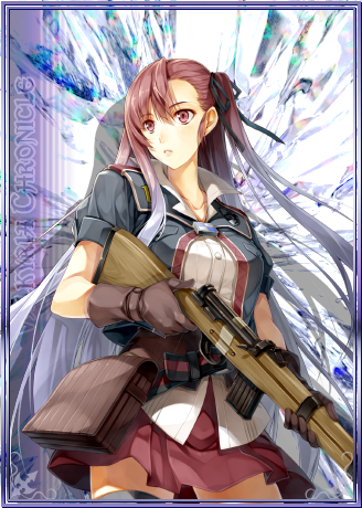 00s 10s 1girl black_ribbon black_thighhighs brown_eyes brown_gloves brown_hair copyright_name female_focus gloves gun hagure_keg hair_ribbon holding holding_gun holding_weapon long_hair lowres matching_hair/eyes military military_uniform multicolored_hair one_side_up pleated_skirt red_skirt ribbon riela_marcellis rifle senjou_no_valkyria senjou_no_valkyria_(series) senjou_no_valkyria_3 silver_hair skirt solo thighhighs two-tone_hair weapon