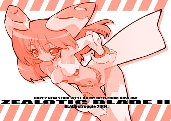 1girl 2004 artist_name blade blade_(galaxist) breasts dated drop_shadow female_focus gloves long_hair low_leg lowleg monochrome original pink_theme robot_ears small_breasts solo