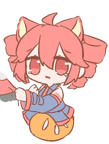2girls ahoge animal_ears baguette bread chibi chibi_only commentary detached_sleeves drill_hair food grey_shirt grey_skirt grey_sleeves hair_between_eyes hyouenn kasane_teto kasane_teto_(sv) kasane_teto_(utau) kemonomimi_mode long_sleeves lowres multiple_girls parted_lips red_eyes red_hair shirt simple_background skirt skirt_tug solo_focus symbol-only_commentary synthesizer_v tail tearing_up twin_drills utau white_background
