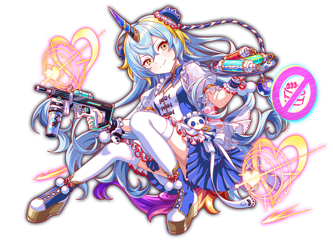 1girl absurdly_long_hair alternate_costume alternate_hair_color alternate_horns anime_coloring ankle_boots apron aqua_hair artist_request big_hair blonde_hair blue_boots blue_collar blue_skirt blush boots bun_cover cake chinese_clothes collar crash_fever detached_collar enmaided food frilled_sleeves frilled_wrist_cuffs frills full_body game_cg gradient_tail gun heart high_heel_boots high_heels holding holding_gun holding_tray holding_weapon horns knot lace-up_boots logo long_hair looking_at_viewer maid maid_apron mandarin_collar miniskirt multicolored_boots multicolored_hair multicolored_tail official_alternate_costume official_alternate_hair_color official_alternate_horns official_art outline panda_ornament parted_lips pleated_skirt pom_pom_(clothes) pom_pom_footwear print_ribbon puffy_sleeves qilin_(crash_fever) red_outline red_ribbon red_trim ribbon ribbon-trimmed_wrist_cuffs see-through_clothes see-through_sleeves short_sleeves single_horn skirt solo star_(symbol) star_print streaked_hair striped_ribbon tachi-e tail tangzhuang thighhighs third-party_source transparent_background tray two-tone_boots two-tone_hair very_long_hair wavy_hair weapon weapon_request wedge_heels white_pom_poms white_thighhighs white_trim wrist_cuffs yellow_eyes
