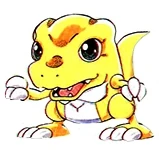 agumon beta_digimon c&#039;mon_digimon:_the_capering_monster_bun digimon digimon_(creature) simple_background solo white_background