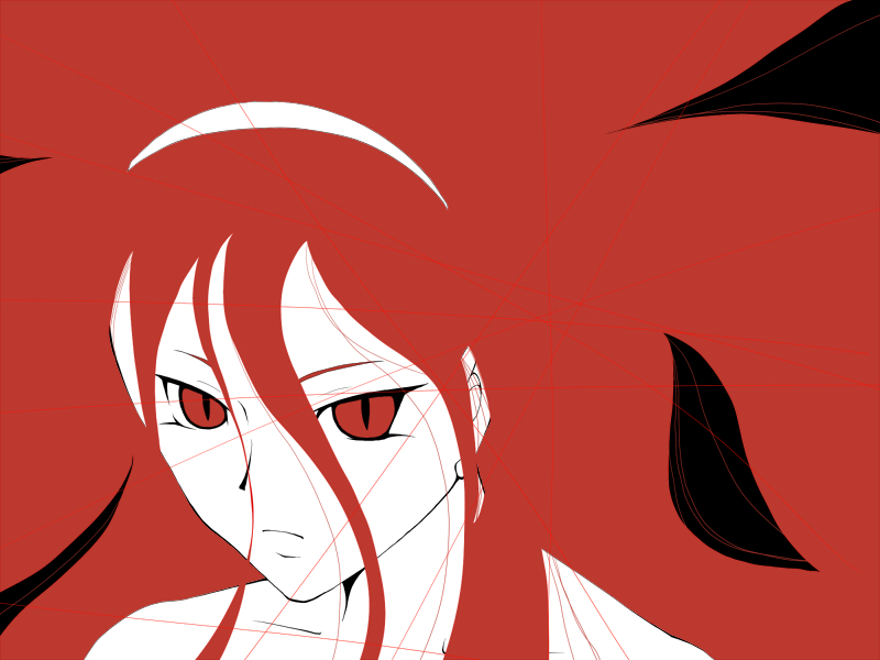 &gt;:| 1girl :| black_background blending closed_mouth female_focus glaring hair_between_eyes hairband long_hair looking_at_viewer red_eyes red_hair simple_background slit_pupils solo tohno_akiha toono_akiha tsukasa_(srs-z750) tsukihime upper_body v-shaped_eyebrows vermillion_akiha very_long_hair