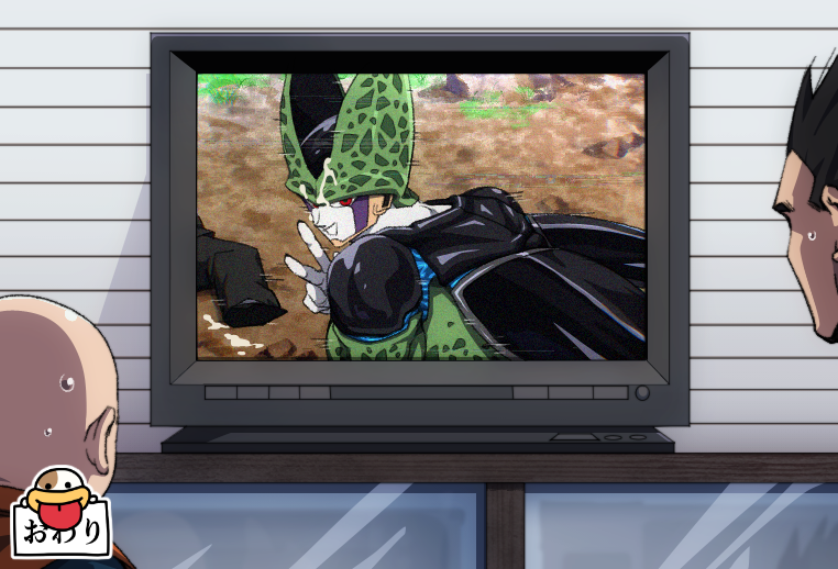 4boys after_fellatio after_rape arena bird black_nails black_pants black_skin black_wings blue_skin cell_(dragon_ball) colored_skin comic commentary cum cum_on_body cum_on_ground cum_on_upper_body dragon_ball dragonball_z facial green_skin kuririn looking_at_viewer lying male_focus multicolored_skin multiple_boys oguri_shun on_back one_eye_closed pants peace perfect_cell purple_skin rape recording red_eyes smile solo_focus spots sweatdrop teeth tv_show upper_body v white_skin wings wink yamcha yaoi yellow_skin