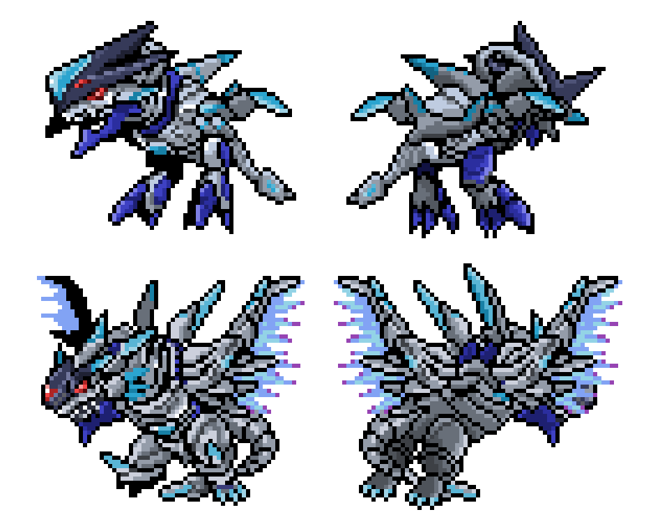 armor digimon dragon jazarichmon metallicdramon red_eyes simple_background sprite_art tail white_background wings