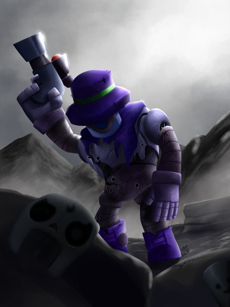brawl_stars full_body grey_background gundam joints looking_at_viewer mechanical_arms mechanical_legs pelee rico_(brawl_stars) robot robot_joints terminator_(series)