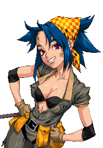 blue_hair bra breasts cleavage gaia_online gloves lingerie lowres open_clothes open_shirt red_eyes sam scar shirt smile underwear