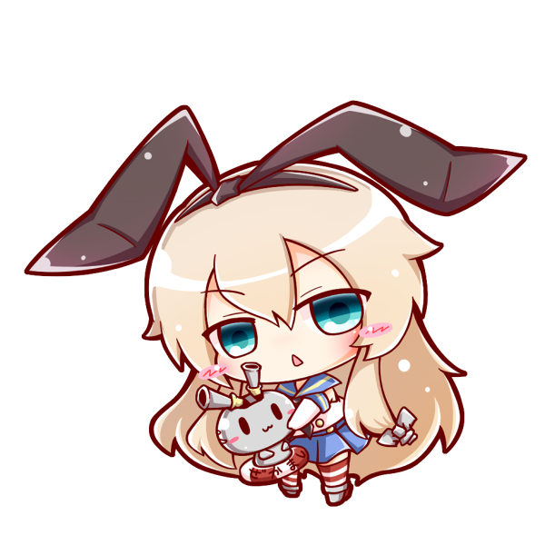 10s 1girl alternate_eye_color anchor_hair_ornament aqua_eyes chibi hair_ornament hairband kantai_collection lifebuoy light_brown_hair long_hair looking_at_viewer patterned_legwear pleated_skirt rensouhou-chan ritateo school_uniform serafuku shimakaze_(kancolle) ship_turret skirt striped_clothes striped_thighhighs swim_ring thighhighs translation_request two-tone_stripes