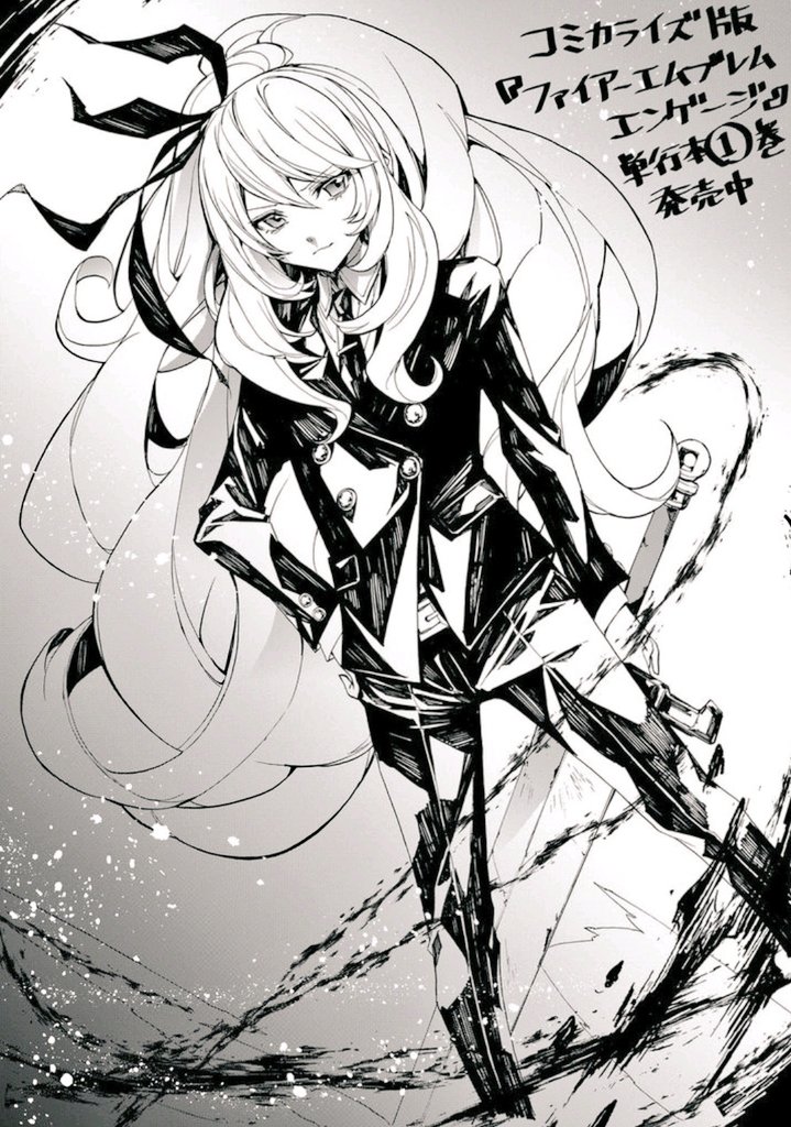 1girl black_jacket black_necktie black_pants celine_(fire_emblem) closed_mouth collared_shirt fire_emblem fire_emblem_engage formal_clothes hair_between_eyes hair_ribbon hand_on_own_hip holding holding_sword holding_weapon jacket konnichi_warou long_hair long_sleeves looking_at_another monochrome necktie nintendo pants ponytail ribbon shirt solo suit sword very_long_hair weapon white_shirt