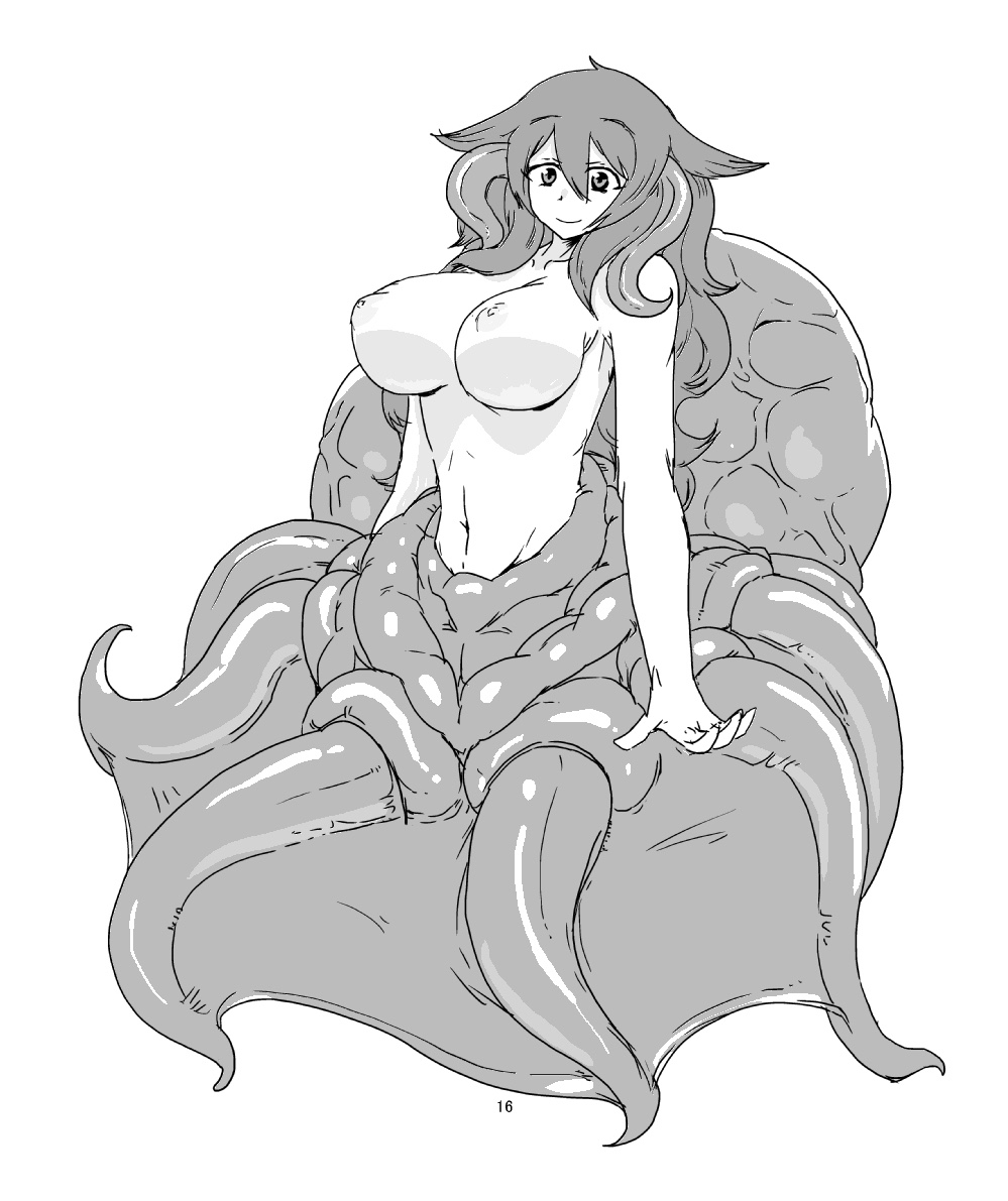 breasts large_breasts mon-musu_quest! monster_girl nipples scylla setouchi smile tentacles tentacle_hair