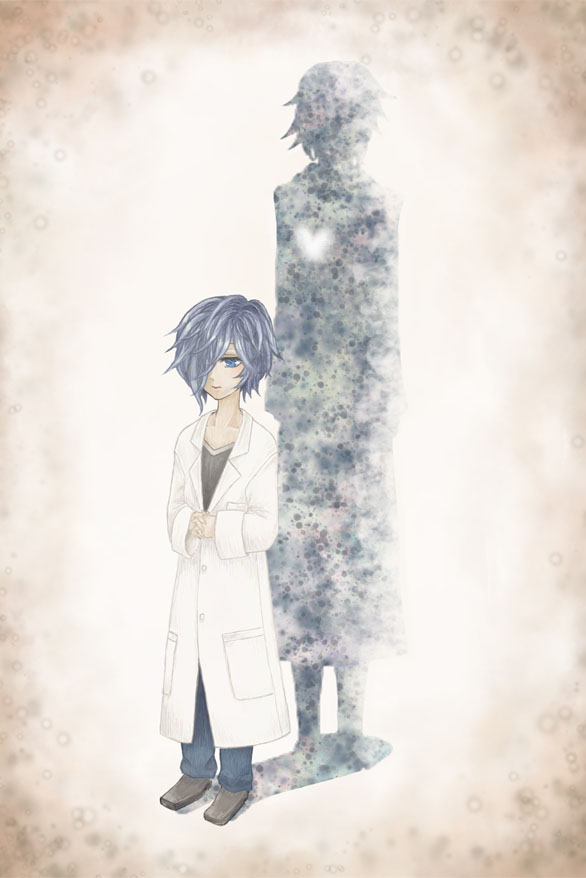 2boys bad_id bad_pixiv_id blue_eyes blue_hair hair_over_one_eye ienzo kingdom_hearts lab_coat male_focus multiple_boys seimoku silhouette aged_down zexion