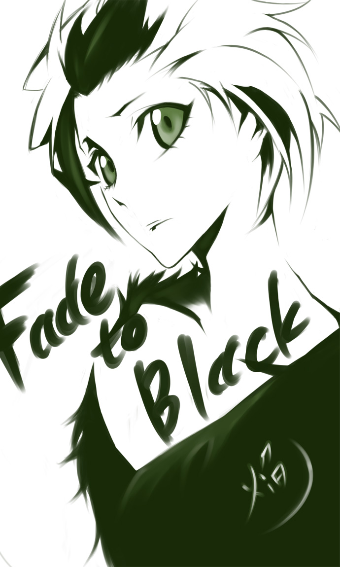00s 1girl bad_id bad_pixiv_id bleach bleach:_fade_to_black female_focus green_theme homura_(bleach) monochrome multicolored_hair nanao_(mahaya) short_hair solo