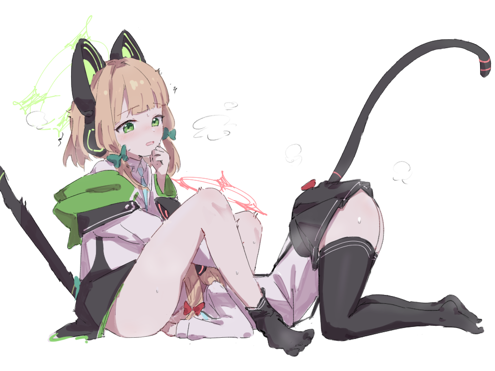 2girls all_fours animal_ear_headphones animal_ears aqua_necktie arm_on_another&#039;s_head ass back_bow black_jacket black_skirt black_tail black_thighhighs blonde_hair blue_archive blunt_bangs blush bottomless bow cat_ear_headphones cat_ears cat_tail chinchirac_(113031217) collared_shirt commentary_request cunnilingus fake_animal_ears fake_tail from_side full_body green_bow green_eyes green_halo green_jacket hair_bow halo hand_on_own_chin hand_up headphones hood hood_down hooded_jacket incest jacket knees_up loli long_sleeves looking_at_viewer loose_thighhigh low-tied_sidelocks medium_hair midori_(blue_archive) miniskirt momoi_(blue_archive) multicolored_jacket multiple_girls necktie no_jacket no_shoes off_shoulder open_mouth oral paid_reward_available parted_bangs pink_halo pleated_skirt pussy_juice red_bow school_uniform shirt siblings sidelocks simple_background sisters sitting skirt stiff_tail suspender_skirt suspenders sweat tail tail_raised thighhighs top-down_bottom-up twincest twins white_background white_jacket white_shirt yuri