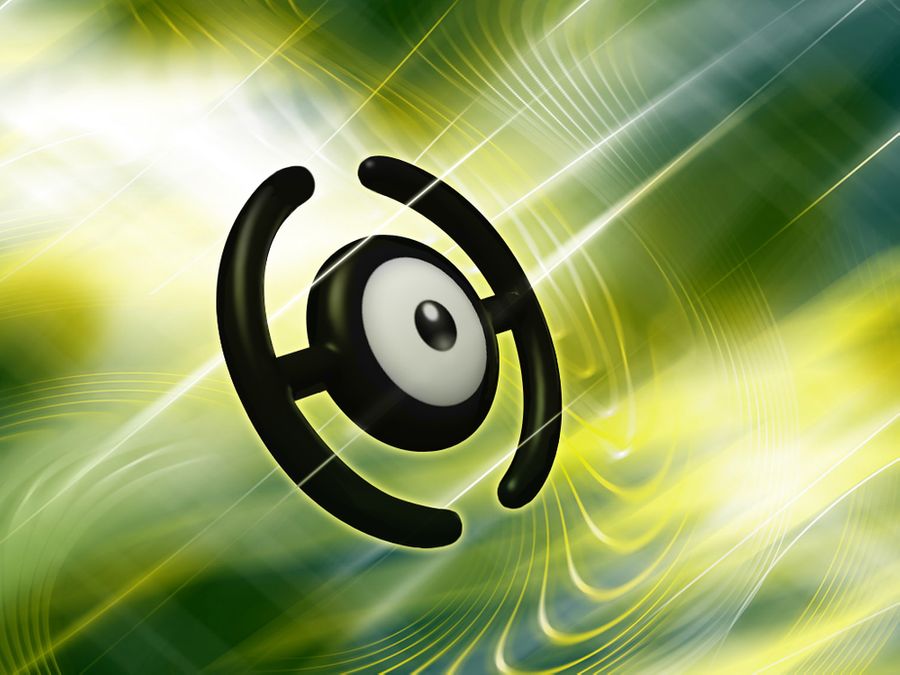 abstract_background black_eyes commentary creature english_commentary floating full_body gen_2_pokemon green_background ilkcmp md5_mismatch nintendo no_humans pokemon pokemon_(creature) resolution_mismatch solo source_larger unown unown_h