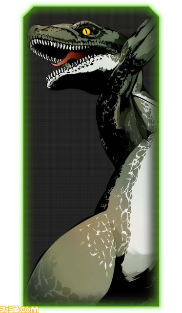 alex_(tekken) bandai_namco black_sclera colored_sclera fujisawa_tomio no_humans nude official_art raptor sharp_teeth slit_pupils solo teeth tekken tekken_tag_tournament_2 velociraptor watermark yellow_eyes