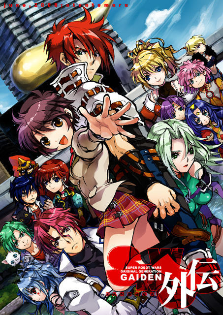 &gt;:) 6+girls :3 alfimi arm_guards arms_at_sides axel_almer back-to-back banpresto bare_shoulders black_cat black_legwear blonde_hair blue_eyes blue_hair blue_sky blush boots breasts brown_eyes brown_footwear buckle building cat clenched_hand closed_mouth colored_sclera day despinis dutch_angle everyone excellen_browning expressionless facepaint facial_mark fighter_roar fiona_gureden folka_albark forehead_mark foreshortening fur_trim gradient_hair green_eyes green_hair hair_between_eyes hairband height_difference helmet impossible_clothes juliet_sleeves knee_boots kouta_azuma kuro_(srw) lalia leaning_forward leg_up loafers long_hair long_sleeves looking_at_viewer looking_to_the_side masaki_andoh maythis_mark medium_breasts miniskirt multicolored_hair multiple_girls nakamura_kanko navel outdoors outstretched_arm palms pink_hair plaid_clothes plaid_skirt pleated_skirt ponytail profile puffy_sleeves purple_hair red_eyes red_hair red_lips red_skirt school_uniform shiro_(srw) shoes short_hair shouko_azuma skirt sky skyscraper small_breasts smile spread_fingers standing standing_on_one_leg stomach super_robot_wars super_robot_wars_original_generation super_robot_wars_original_generation_gaiden super_robot_wars_the_lord_of_elemental sweatdrop thigh_strap tis_(srw) upper_body v-shaped_eyebrows white_cat white_footwear yellow_hairband yellow_sclera